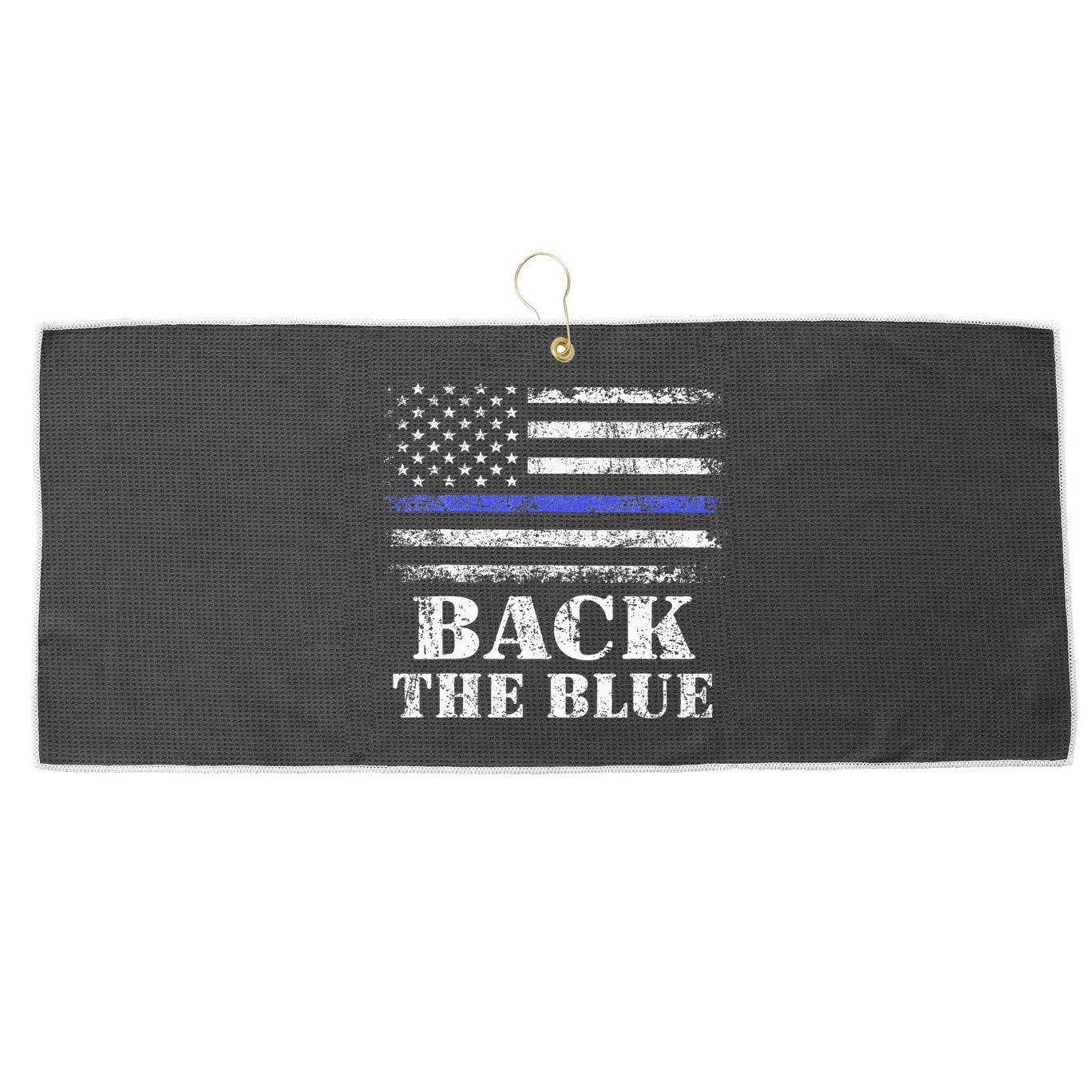 Back The Blue Thin Blue Line American Flag Police Support Large Microfiber Waffle Golf Towel