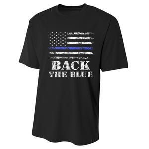 Back The Blue Thin Blue Line American Flag Police Support Performance Sprint T-Shirt