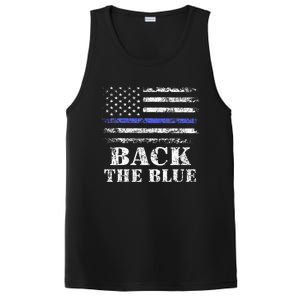 Back The Blue Thin Blue Line American Flag Police Support PosiCharge Competitor Tank