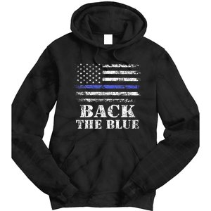 Back The Blue Thin Blue Line American Flag Police Support Tie Dye Hoodie