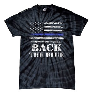 Back The Blue Thin Blue Line American Flag Police Support Tie-Dye T-Shirt