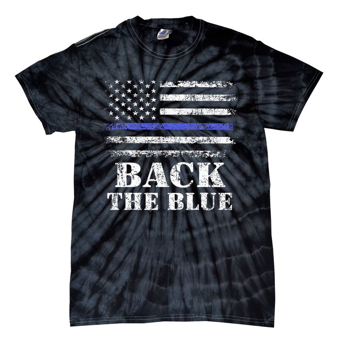 Back The Blue Thin Blue Line American Flag Police Support Tie-Dye T-Shirt