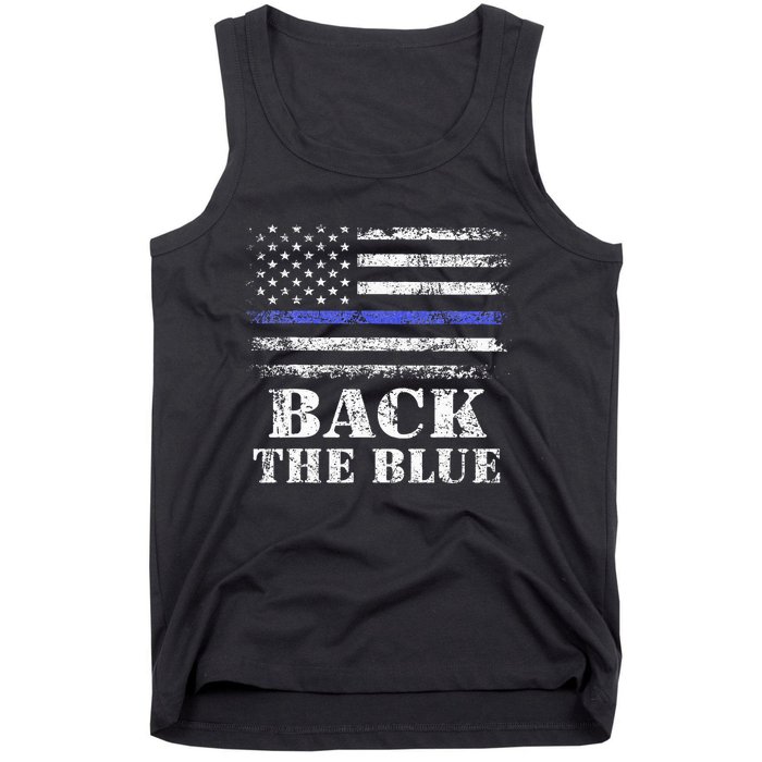 Back The Blue Thin Blue Line American Flag Police Support Tank Top