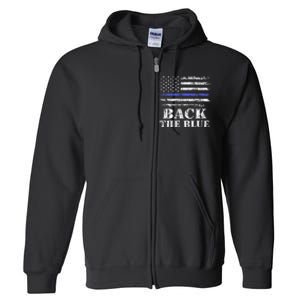 Back The Blue Thin Blue Line American Flag Police Support Full Zip Hoodie