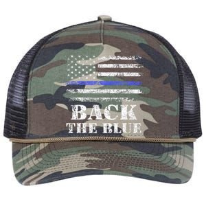 Back The Blue Thin Blue Line American Flag Police Support Retro Rope Trucker Hat Cap