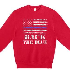 Back The Blue Thin Blue Line American Flag Police Support Premium Crewneck Sweatshirt