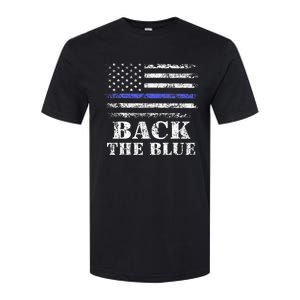 Back The Blue Thin Blue Line American Flag Police Support Softstyle CVC T-Shirt