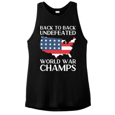 Back To Back Undefeated World War Champs 4th Of July Gift Ladies PosiCharge Tri-Blend Wicking Tank