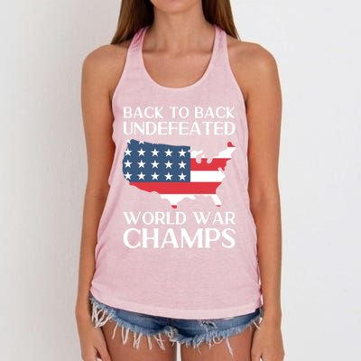 Back To Back Undefeated World War Champs 4th Of July Gift Women's Knotted Racerback Tank