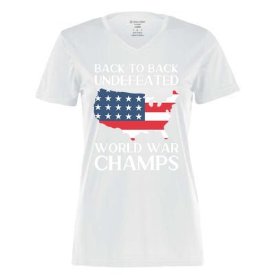 Back To Back Undefeated World War Champs 4th Of July Gift Women's Momentum V-Neck T-Shirt