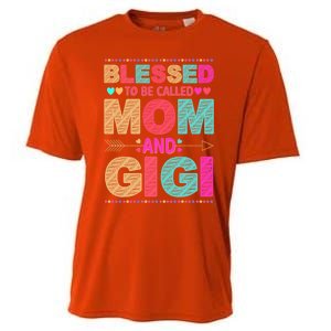 Blessed To Be Called Mom And Gigi Floral Mother's Day Gift Cooling Performance Crew T-Shirt