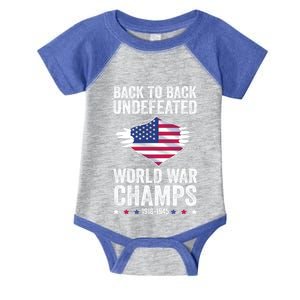 Back To Back Undefeated World War Champs 4th Of July Usa Great Gift Infant Baby Jersey Bodysuit