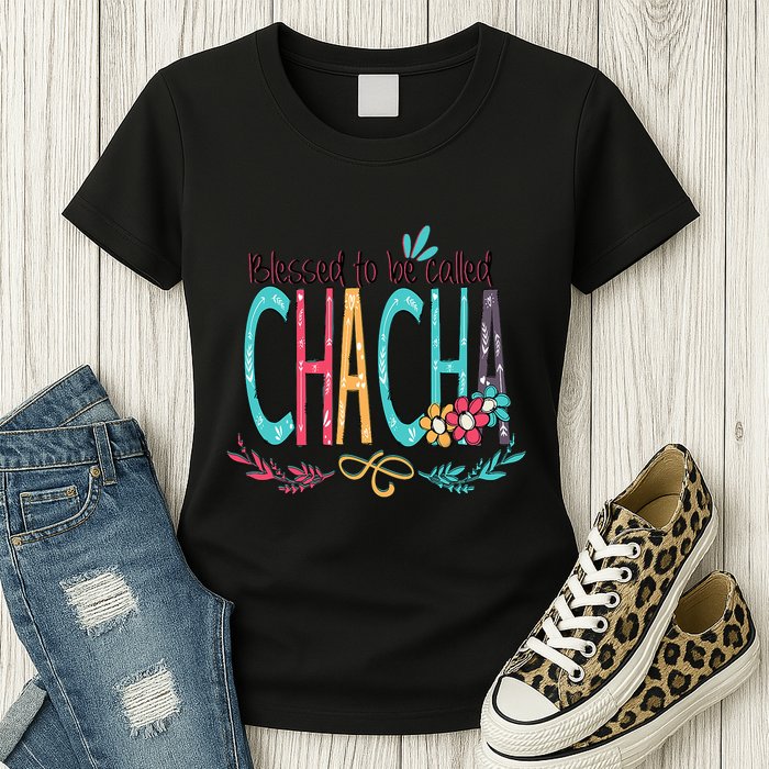 Blessed To Be Called Chacha Colorful Grandma Womens T-Shirt