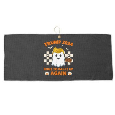 Bout To Bag It Up Again 2024 Trump Ghost Halloween Campaign Large Microfiber Waffle Golf Towel