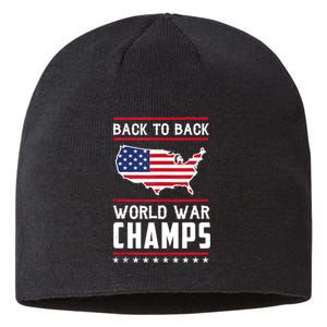 Back To Back World War Champs US Flag 4th Of July Sustainable Beanie