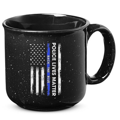 Back The Blue Thin Blue Line Usa Flag Police Lives Matter 15oz Campfire Ceramic Mug