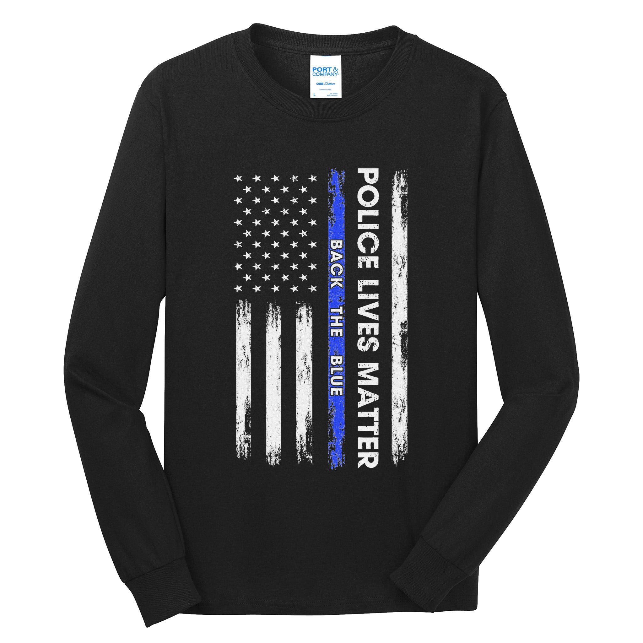 Back The Blue Thin Blue Line Usa Flag Police Lives Matter Tall Long Sleeve T-Shirt
