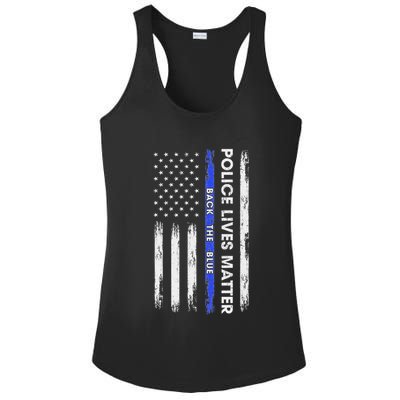 Back The Blue Thin Blue Line Usa Flag Police Lives Matter Ladies PosiCharge Competitor Racerback Tank