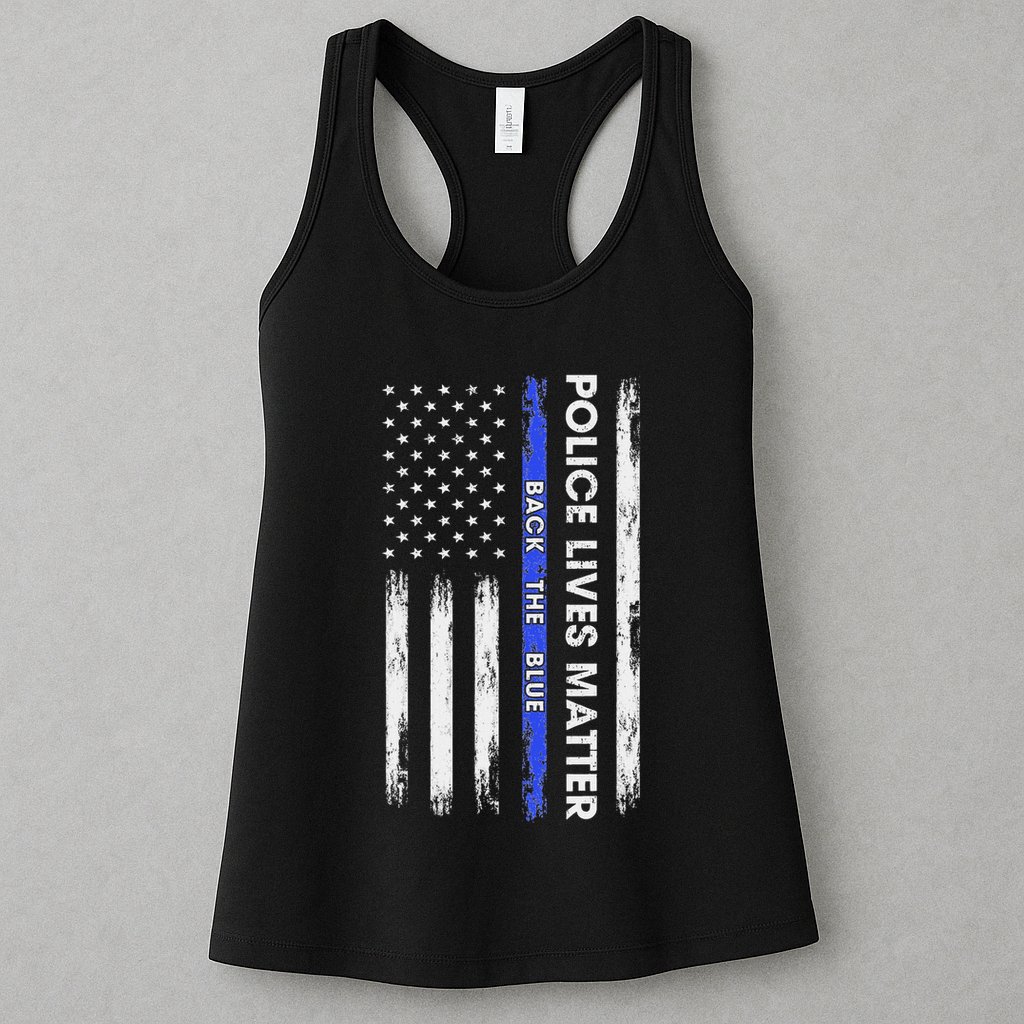 Back The Blue Thin Blue Line Usa Flag Police Lives Matter Womens Tank Top