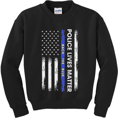 Back The Blue Thin Blue Line Usa Flag Police Lives Matter Kids Sweatshirt