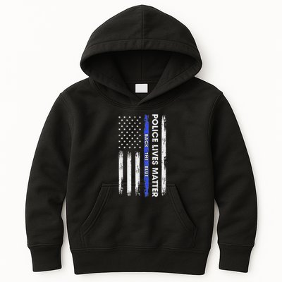 Back The Blue Thin Blue Line Usa Flag Police Lives Matter Kids Hoodie