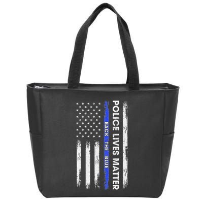 Back The Blue Thin Blue Line Usa Flag Police Lives Matter Zip Tote Bag