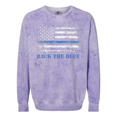 Back The Blue Thin Blue Line American Flag Police Support Colorblast Crewneck Sweatshirt