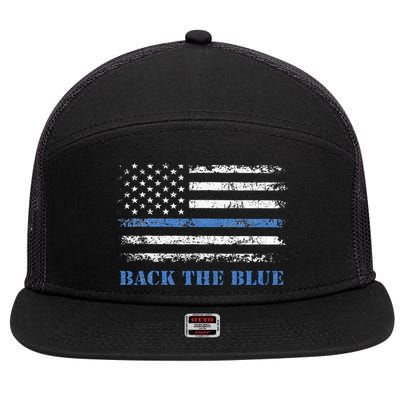 Back The Blue Thin Blue Line American Flag Police Support 7 Panel Mesh Trucker Snapback Hat
