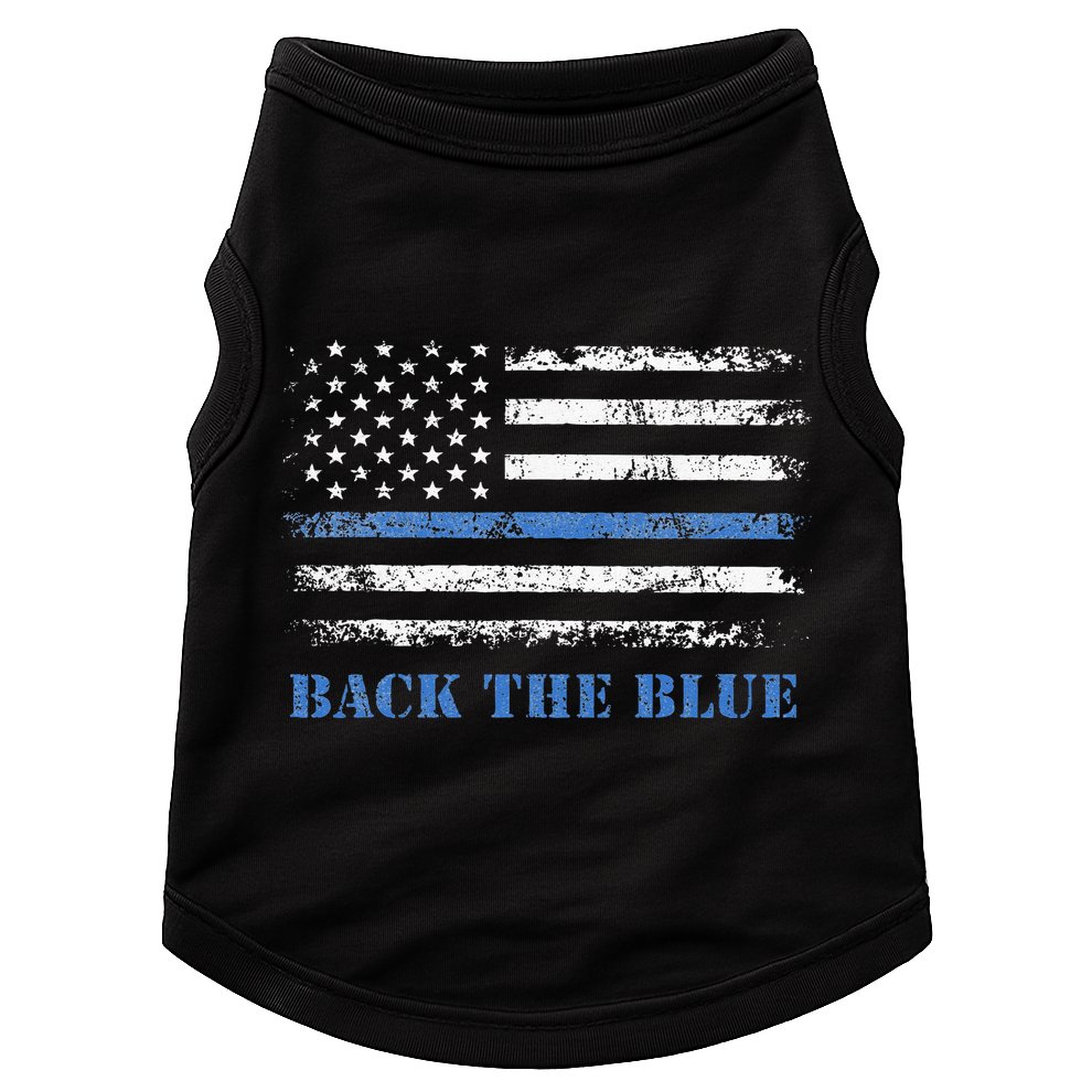 Back The Blue Thin Blue Line American Flag Police Support Doggie Tank