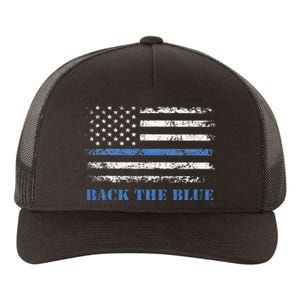 Back The Blue Thin Blue Line American Flag Police Support Yupoong Adult 5-Panel Trucker Hat