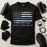 Back The Blue Thin Blue Line American Flag Police Support Cooling Performance Crew T-Shirt