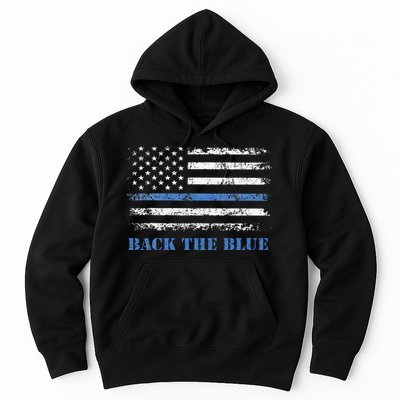 Back The Blue Thin Blue Line American Flag Police Support Hoodie