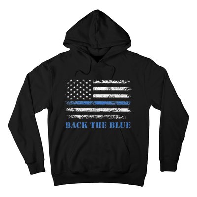 Back The Blue Thin Blue Line American Flag Police Support Hoodie