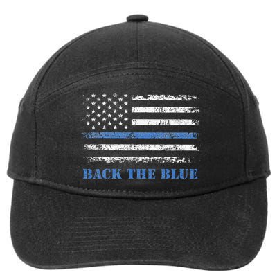 Back The Blue Thin Blue Line American Flag Police Support 7-Panel Snapback Hat
