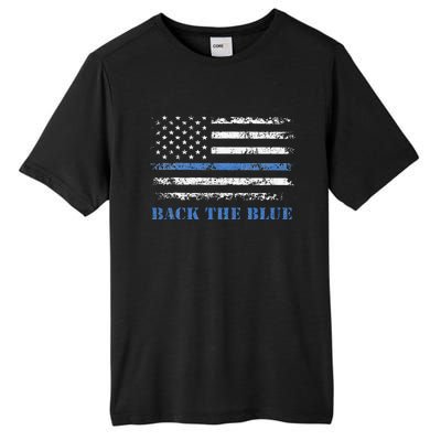 Back The Blue Thin Blue Line American Flag Police Support Tall Fusion ChromaSoft Performance T-Shirt