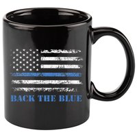 Back The Blue Thin Blue Line American Flag Police Support 11oz C Handle Ceramic Mug