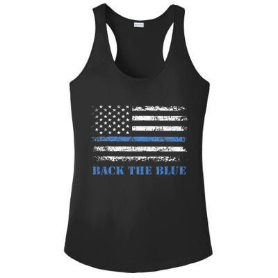 Back The Blue Thin Blue Line American Flag Police Support Ladies PosiCharge Competitor Racerback Tank