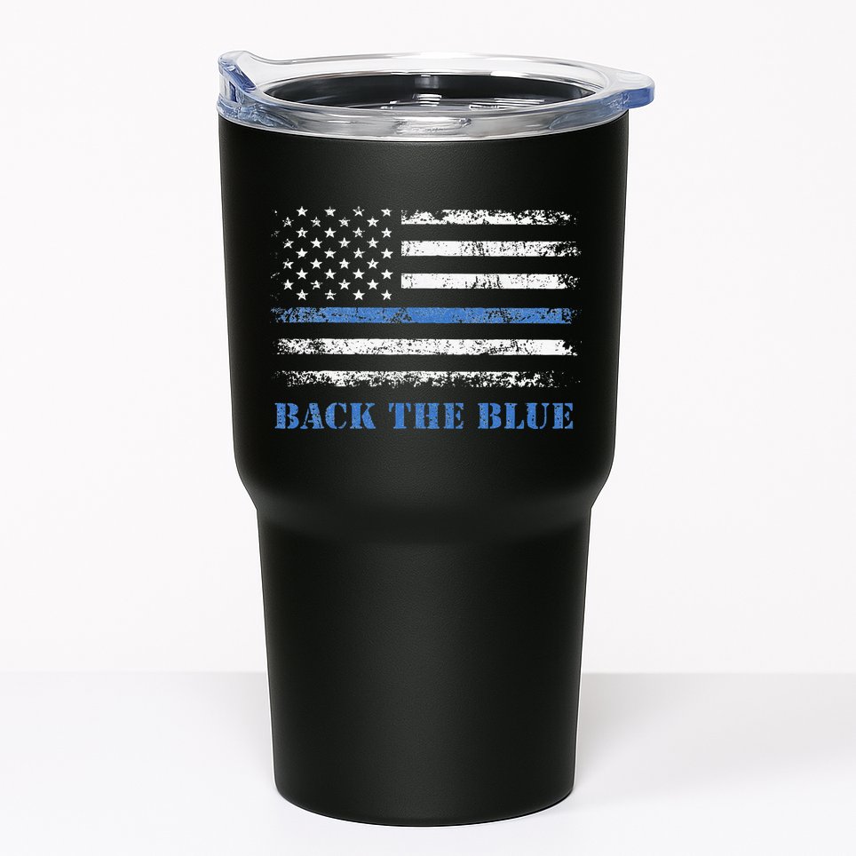 Back The Blue Thin Blue Line American Flag Police Support Tumbler