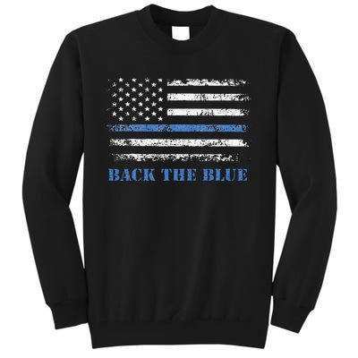 Back The Blue Thin Blue Line American Flag Police Support Tall Sweatshirt