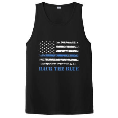Back The Blue Thin Blue Line American Flag Police Support PosiCharge Competitor Tank