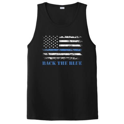 Back The Blue Thin Blue Line American Flag Police Support PosiCharge Competitor Tank