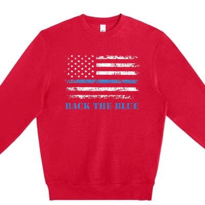 Back The Blue Thin Blue Line American Flag Police Support Premium Crewneck Sweatshirt