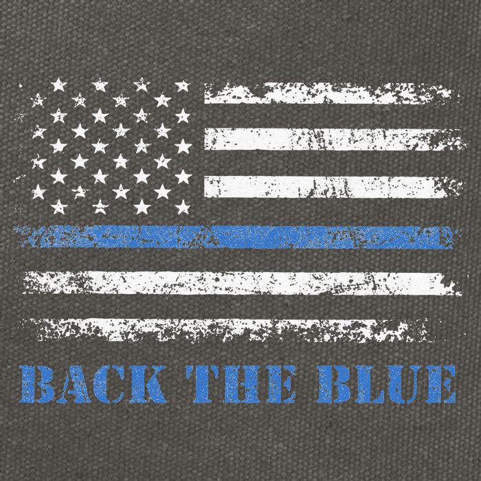 Back The Blue Thin Blue Line American Flag Police Support Cotton Canvas Backpack