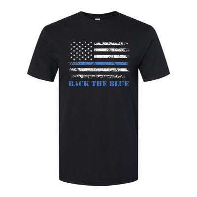 Back The Blue Thin Blue Line American Flag Police Support Softstyle® CVC T-Shirt