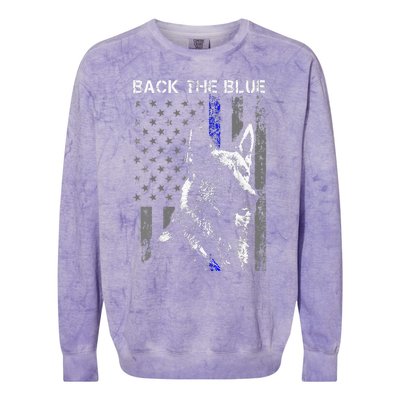 Back The Blue Thin Blue Line Flag K9 German Shepherd Police Colorblast Crewneck Sweatshirt