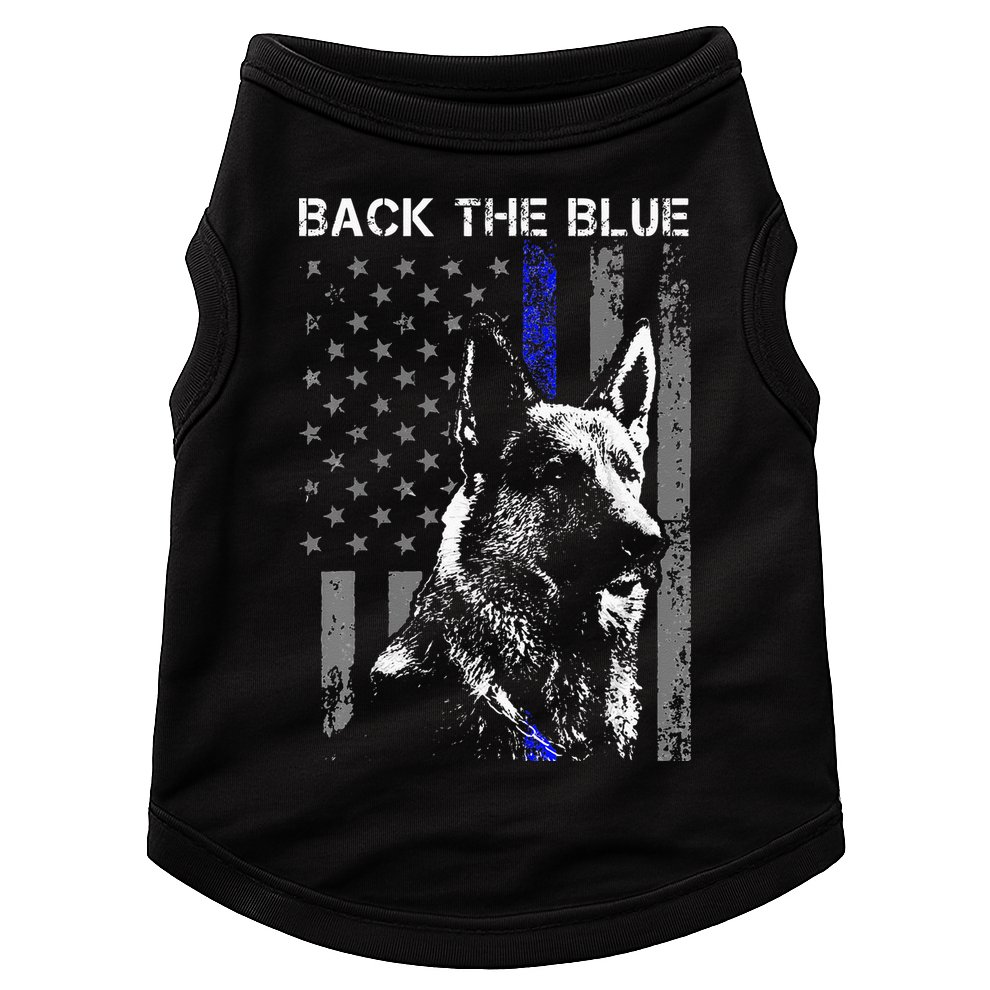 Back The Blue Thin Blue Line Flag K9 German Shepherd Police Doggie Tank