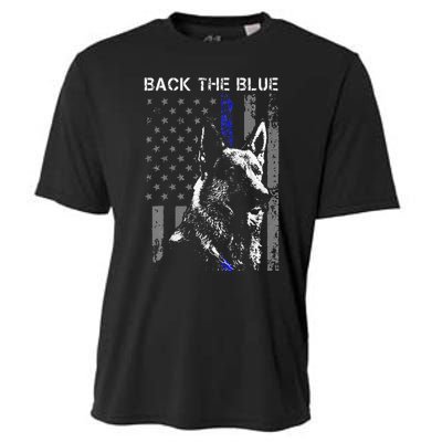 Back The Blue Thin Blue Line Flag K9 German Shepherd Police Cooling Performance Crew T-Shirt