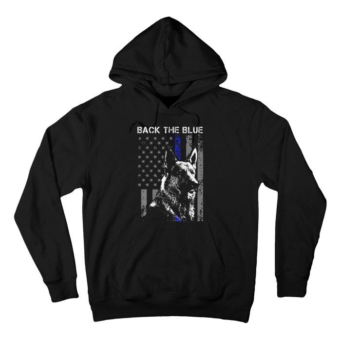 Back The Blue Thin Blue Line Flag K9 German Shepherd Police Hoodie