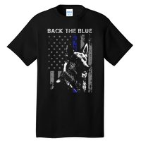 Back The Blue Thin Blue Line Flag K9 German Shepherd Police Tall T-Shirt