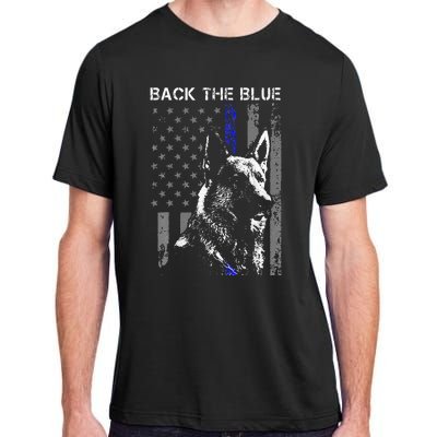 Back The Blue Thin Blue Line Flag K9 German Shepherd Police Adult ChromaSoft Performance T-Shirt